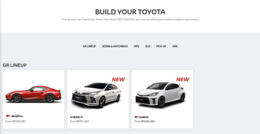Toyota Malaysia Book Your Toyota Online Selecting Car Type and Car Model
