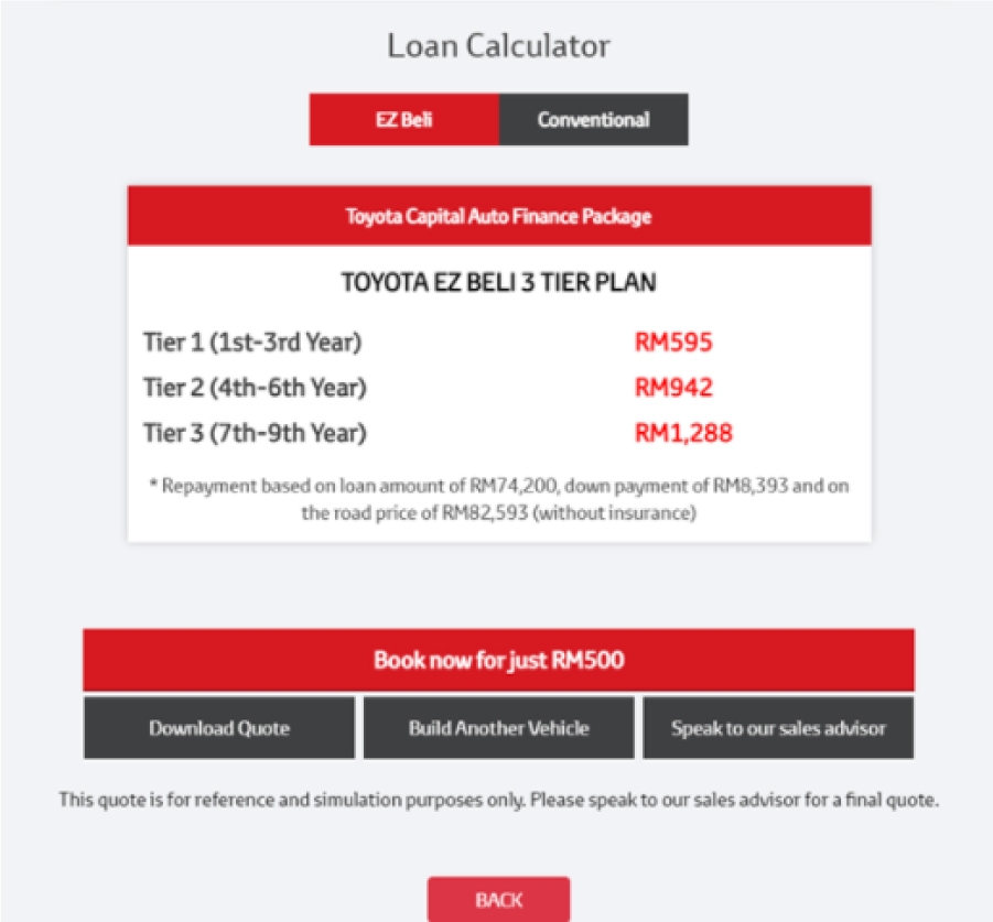 Toyota Malaysia Book Your Toyota Online Car Loan Calculator EZ Beli Instalment